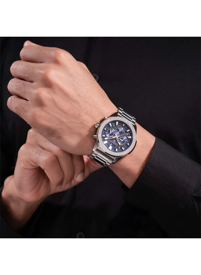 Police Blue Men's Moonstrike Blue Dial Stainless Steel Bracelet Chronograph Watch for Men, 43mm for Men | Best Price UAE